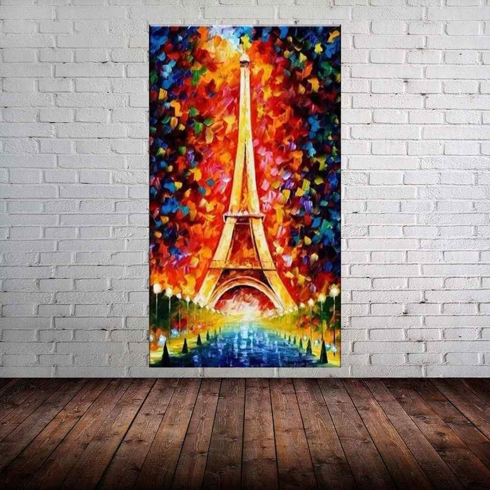 Quadro Pintura Tela Cidade Paisagem Urbana 4305: 150cm (A) x 80cm (L) - 1
