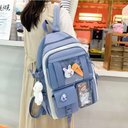 Ver imagem 4 de Mochila Grande com Kit Escolar Completo 4 Pçs Viagem Passeio:azul