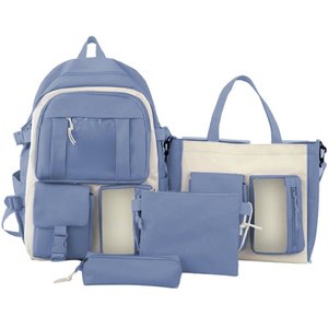 Mochila Grande com Kit Escolar Completo 4 Pçs Viagem Passeio:azul