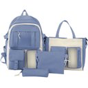 Ver imagem 1 de Mochila Grande com Kit Escolar Completo 4 Pçs Viagem Passeio:azul