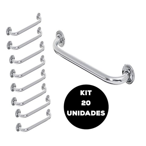 Barra de Apoio Alça Banheiro Inox 50cm Kit 20 Unidades Cadeirante Deficiente Idoso Acessibilidade