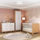 Ver imagem 2 de Quarto de Bebê Completo Berço Americano 3 em 1 Colchão Allegra Multimóveis Mp4610 Madeirado/
