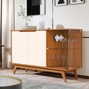 Ver imagem 2 de Conjunto Cristaleira e Aparador Buffet Tucumã com 3 Portas Nature/off White