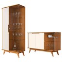 Ver imagem 1 de Conjunto Cristaleira e Aparador Buffet Tucumã com 3 Portas Nature/off White