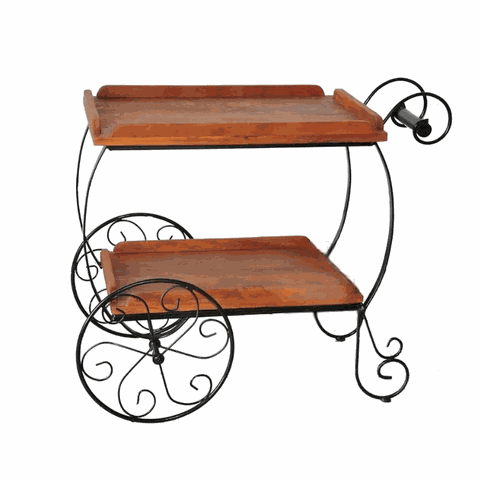 Carrinho de Chá Pequeno em Madeira de Demolição 50x63cm Sudeste Rústico