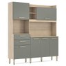 Armário de Cozinha Madeira Compacto 6 Portas 2 Gavetas Demóbile Select Avena e Menta - 1