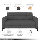 Ver imagem 3 de Sofá Living Decorativo Houston 2 Lugares 200cm Pés em Metal Veludo Grafite G33 - Gran Belo