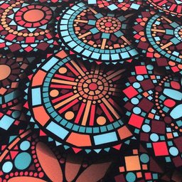Puff Puf Suede Mandala Vermelha Pés Palito 50 Cm de Altura - 5