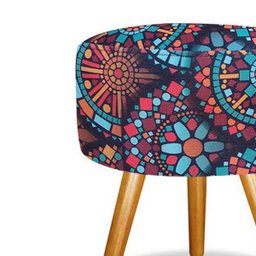 Puff Puf Suede Mandala Vermelha Pés Palito 50 Cm de Altura - 2