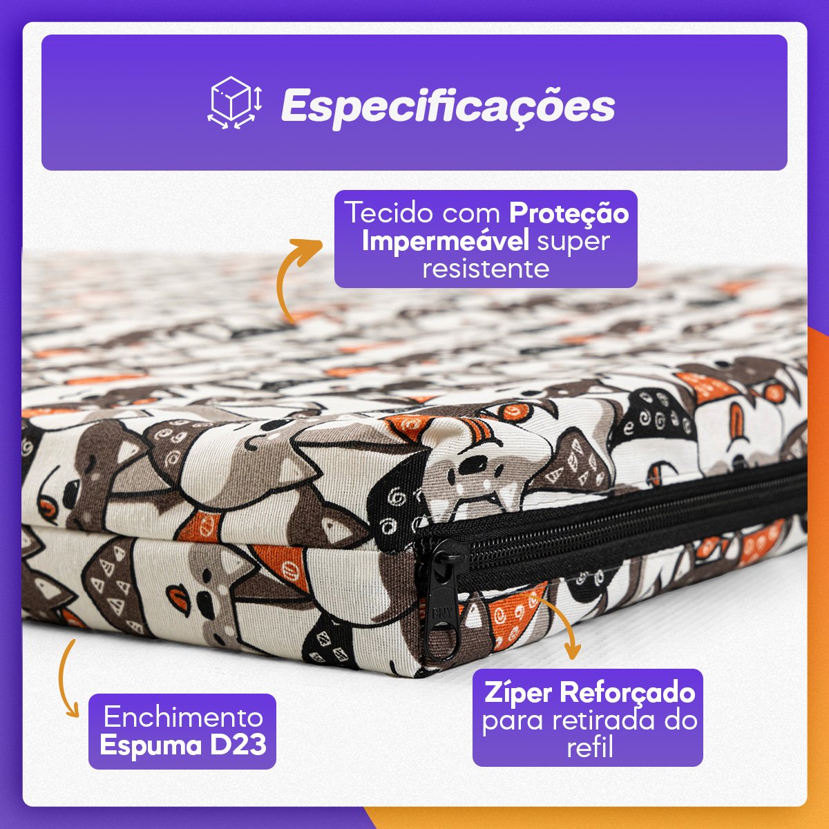 Colchonete para Cachorro Impermeável Caminha Pet com Zíper 80x60 Bolt Graffite - 2