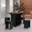 Ver imagem 4 de Mesa Dobrável Annie com 4 Bancos Nichos Rodízios e Tampo Extensível para Cozinha Compacta - Preto