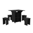 Ver imagem 2 de Mesa Dobrável Annie com 4 Bancos Nichos Rodízios e Tampo Extensível para Cozinha Compacta - Preto