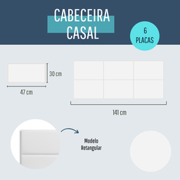 Cabeceira Casal Corino 141x60 Cama Box Modulada Retangular Branco - 6