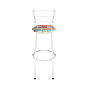 Ver imagem 2 de Banqueta Alta Branca para Cozinha com Assento Estampado:happy Hour