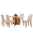 Ver imagem 2 de Sala de Jantar Mesa 90cm Olímpia Cadeira Liz Mo... Veludo Creme /off / /serig Off com Vidro