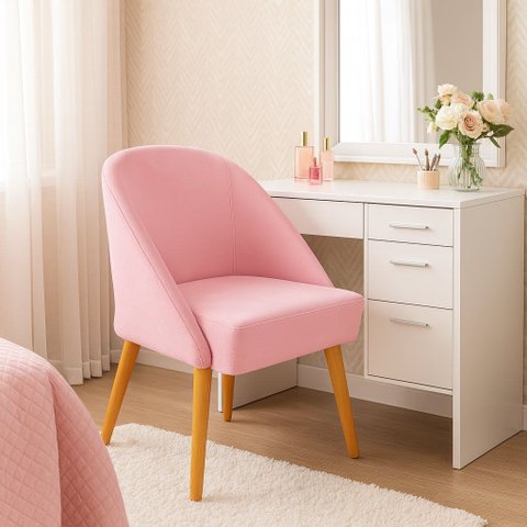 Banqueta Poltrona Lua Rosa para Recepção Atendimento Penteadeira