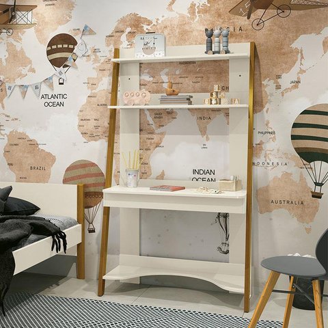 Escrivaninha Infantil Simba Areia Acetinado Amadeirado - Reller