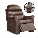 Ver imagem 1 de Poltrona Cadeira Reclinável do Papai com Encosto para Descanso Corino Marrom Confortavel