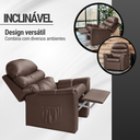 Ver imagem 3 de Poltrona Cadeira Reclinável do Papai com Encosto para Descanso Corino Marrom Confortavel