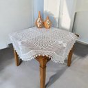 Ver imagem 1 de Toalha de Mesa Quadrada Crochê Polipropileno 1,35m Branco Artesanal
