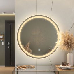 Espelho 3 Cores Led Redondo 80 Cm Touch - Fino Inox - 6