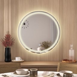 Espelho 3 Cores Led Redondo 80 Cm Touch - Fino Inox - 7