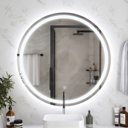 Espelho 3 Cores Led Redondo 80 Cm Touch - Fino Inox - 2