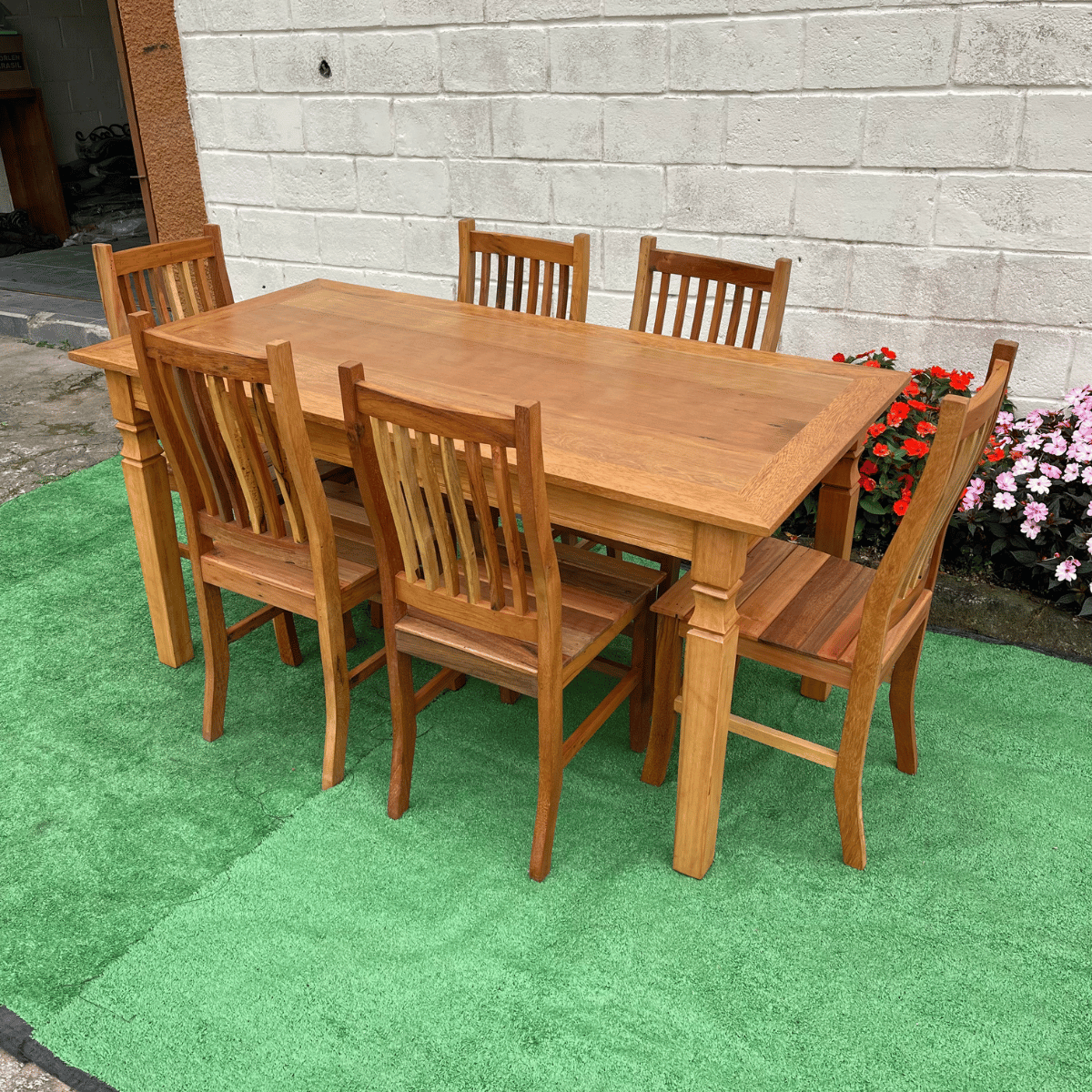 Mesa de Madeira de Demolição 1,60x 0,80 com 6 Cadeiras Anatômica Sudeste Rustico - 3