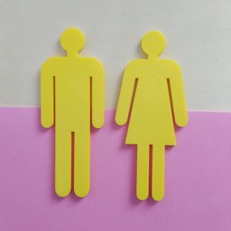 Quadro/placa Sinalização Mas/fem Banheiro Unissex Indicativa:Amarelo - 2