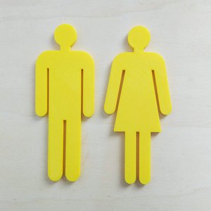 Quadro/placa Sinalização Mas/fem Banheiro Unissex Indicativa:Amarelo