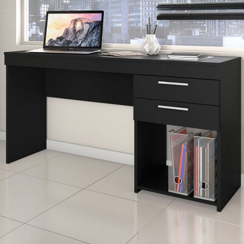 Mesa para Escritório Home 2 Gavetas Preto Tx - Pnr Móveis