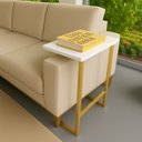 Ver imagem 1 de Mesinha Lateral Apoio Sofa Pés de Ferro Industrial Branca
