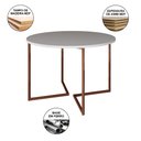 Ver imagem 3 de Mesa Industrial Jantar Redonda Branca 110cm Base V com 4 Cadeiras Eames Brancas Base Cobre