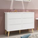 Ver imagem 2 de Cômoda 6 Gavetas Théo New Branco Fosco com Natural - MoveisAqui