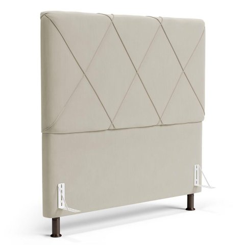 Cabeceira Cama Box Casal Mel 140cm com Frame Suede Bege - Desk Design