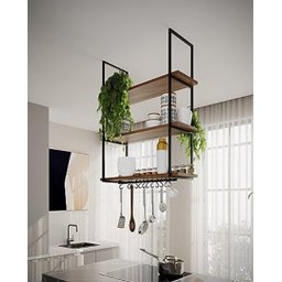 NICHO DE TETO PARA COZINHA 80 CM PRETO E FREIJÓ - 1