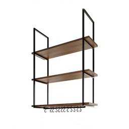 NICHO DE TETO PARA COZINHA 80 CM PRETO E FREIJÓ - 2