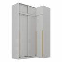 Ver imagem 2 de Guarda-Roupa Planejado de Canto 4 Peças 6 Portas com 4 Portas de Correr Jade CabeCasa MadeiraOriginals Cinza/Urbano