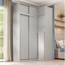 Ver imagem 1 de Guarda-Roupa Planejado de Canto 4 Peças 6 Portas com 4 Portas de Correr Jade CabeCasa MadeiraOriginals Cinza/Urbano