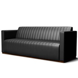 Sofá 3 Lugares Para Sala Estar Seller D02 Couríssimo Preto Brilho 230 cm B-159 - Lyam Decor - 1