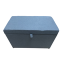 Ver imagem 2 de Puff Baú Estofado Retangular C/ Pistão Á Gás em Linho - Azul