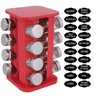 Porta Tempero Condimento Vermelho 16 potes Giratório + etiquetas - 1