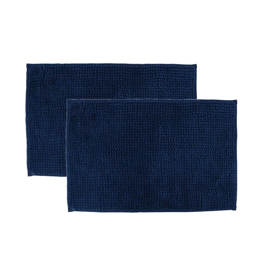 Kit 2 Tapetes Banheiro Antiderrapante Azul Escuro 58x38cm