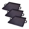 Kit 3 Bifeteira de Ferro Lisa Quadrada Alça Ferro 30x30cm - 1