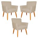 Ver imagem 1 de Kit 3 Poltronas Decorativa para Sala de Estar Cecília Suede Bege - Montanaris Decor Md Montanaris de