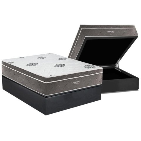 Conjunto Box Baú Casal: Colchão Molas Inovaflex Ensacadas Essential+Base Crc Corano Gray (138x188)