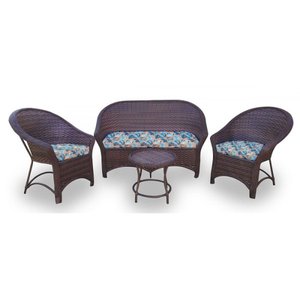 Conjunto de Sofá Fibra Sintética Bali Promo - 1 Sofá 2L + 2 Poltronas + 1 Mesa Centro - Tecido Coste