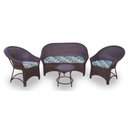 Ver imagem 1 de Conjunto de Sofá Fibra Sintética Bali Promo - 1 Sofá 2L + 2 Poltronas + 1 Mesa Centro - Tecido Coste