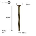 Ver imagem 6 de Parafuso Chipboard Phillips Stein 3.5x40 Caixa 1.000 Pçs