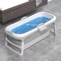 Banheira Ofurô Dobrável Portátil Adulto Cinza 117 Cm com Suporte Vg+ - 6